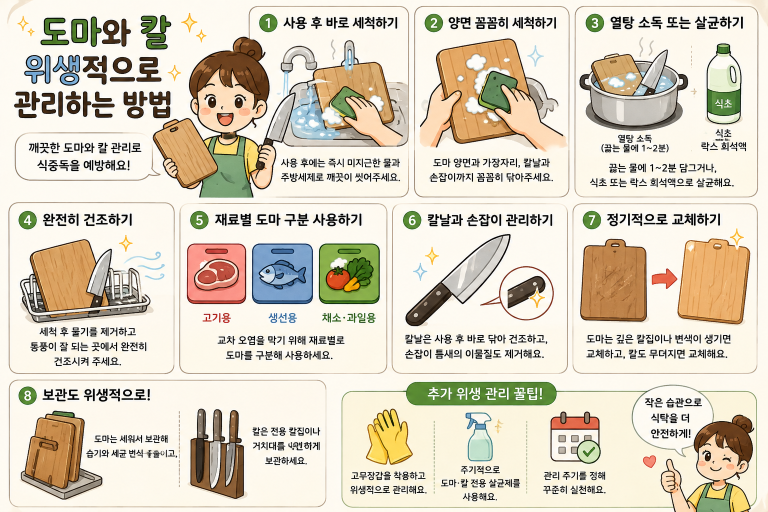 도마와 칼 위생적으로 관리하는 방법, 교차오염 막는 주방 위생법