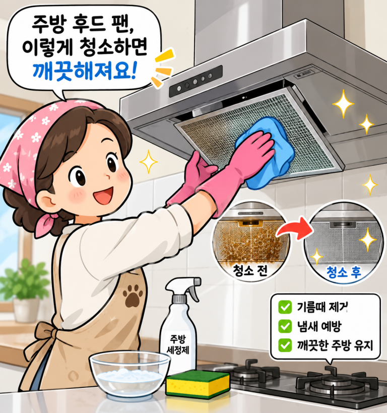 주방 후드 팬 기름때 청소